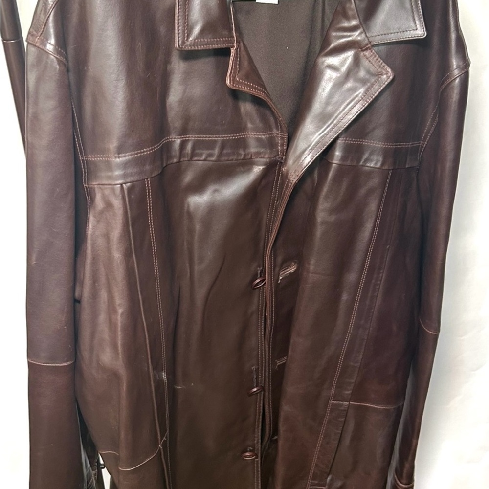 Wilson’s 100% Leather jacket 2XLT Brown Button-Up Coat - Picture 7 of 9